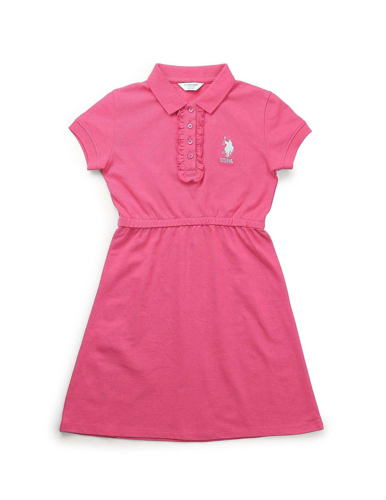 U.S. Polo Assn. Kids Girls Cinched Waist Polo Dress