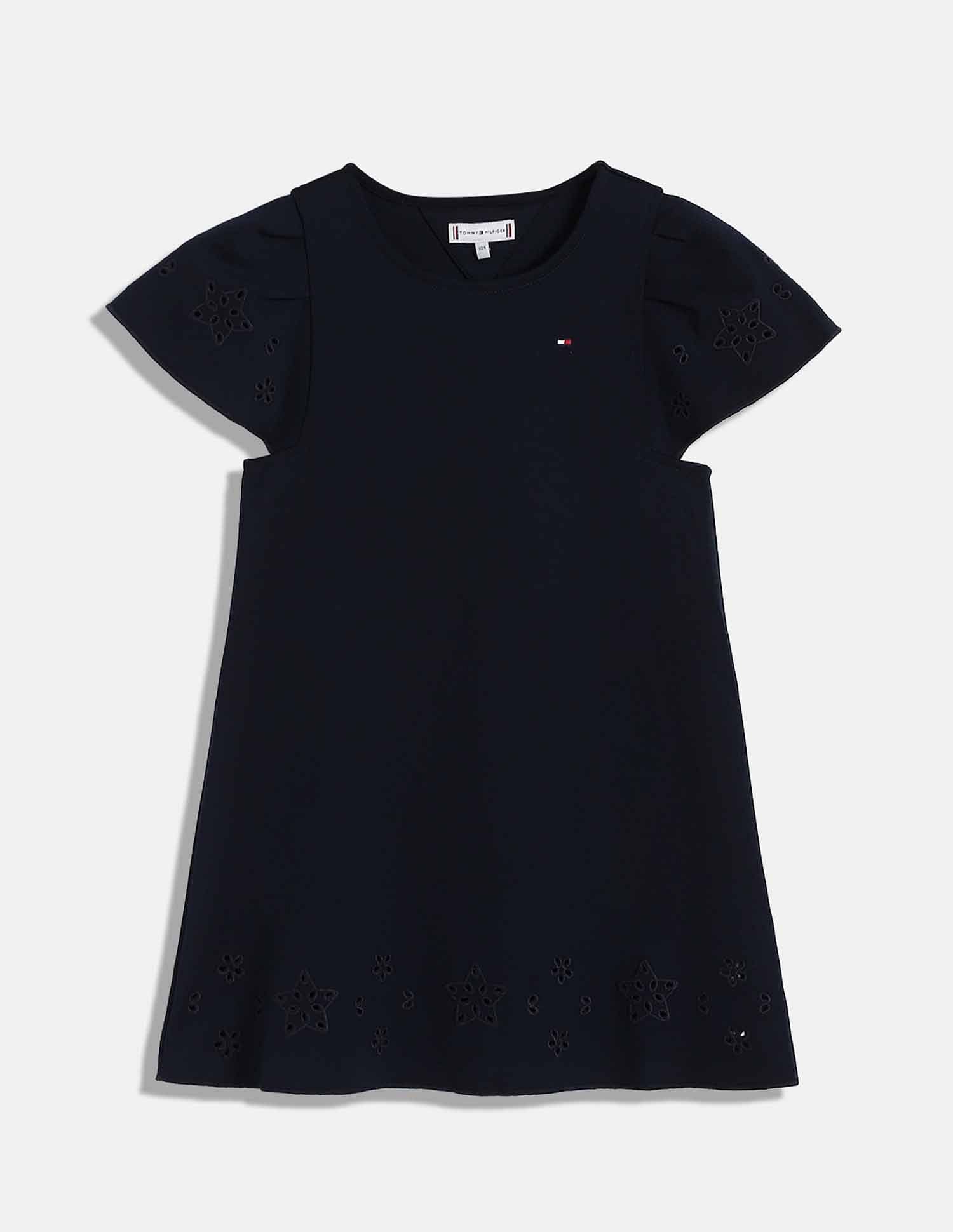 Tommy Hilfiger Kids Girls Cut-Work Relaxed-Fit Polyester Dress