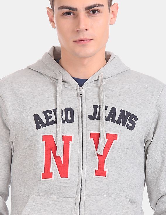 Buy Aeropostale Grey Drawstring Hood Brand Applique Sweatshirt