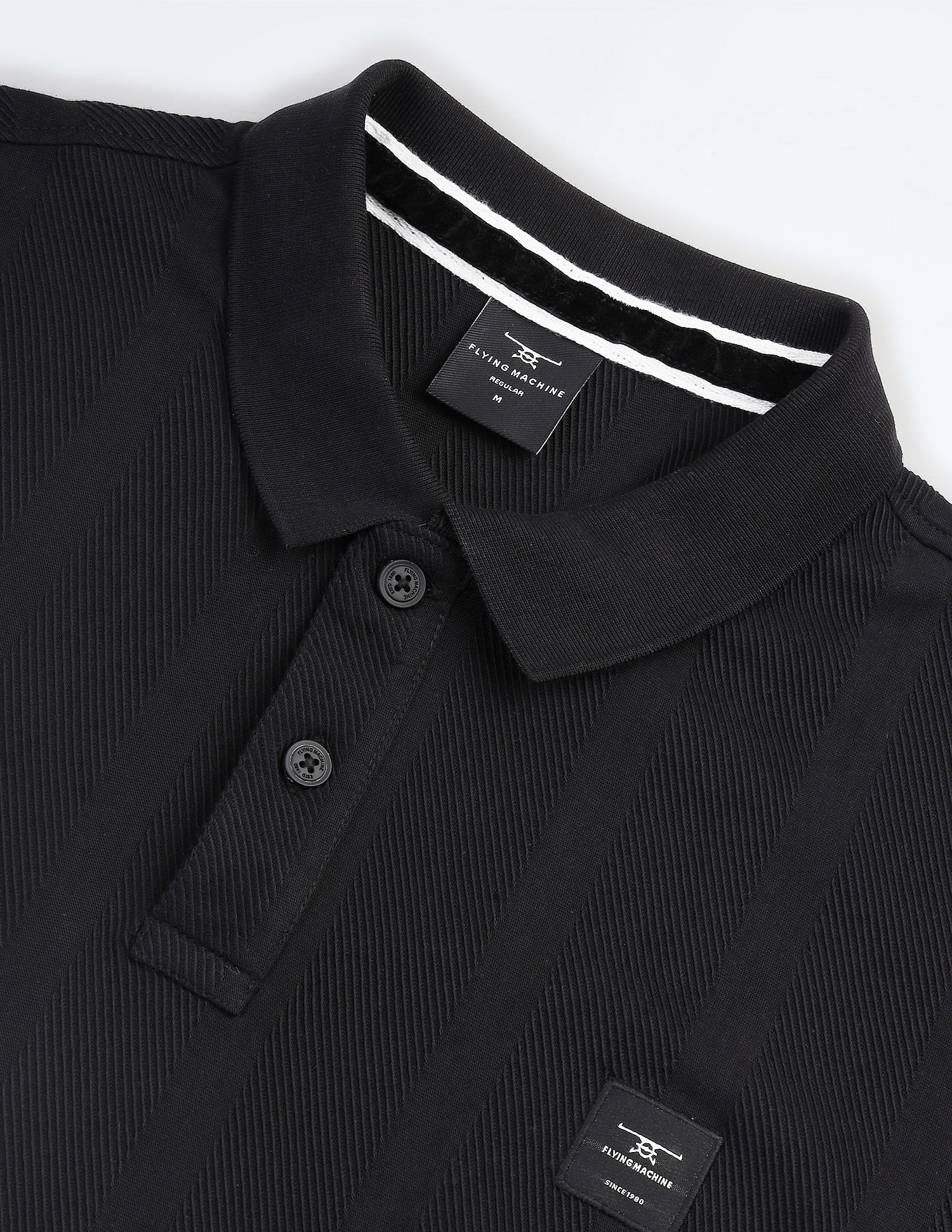 Flying Machine Vertical Stripe Patterned Knit Polo Shirt