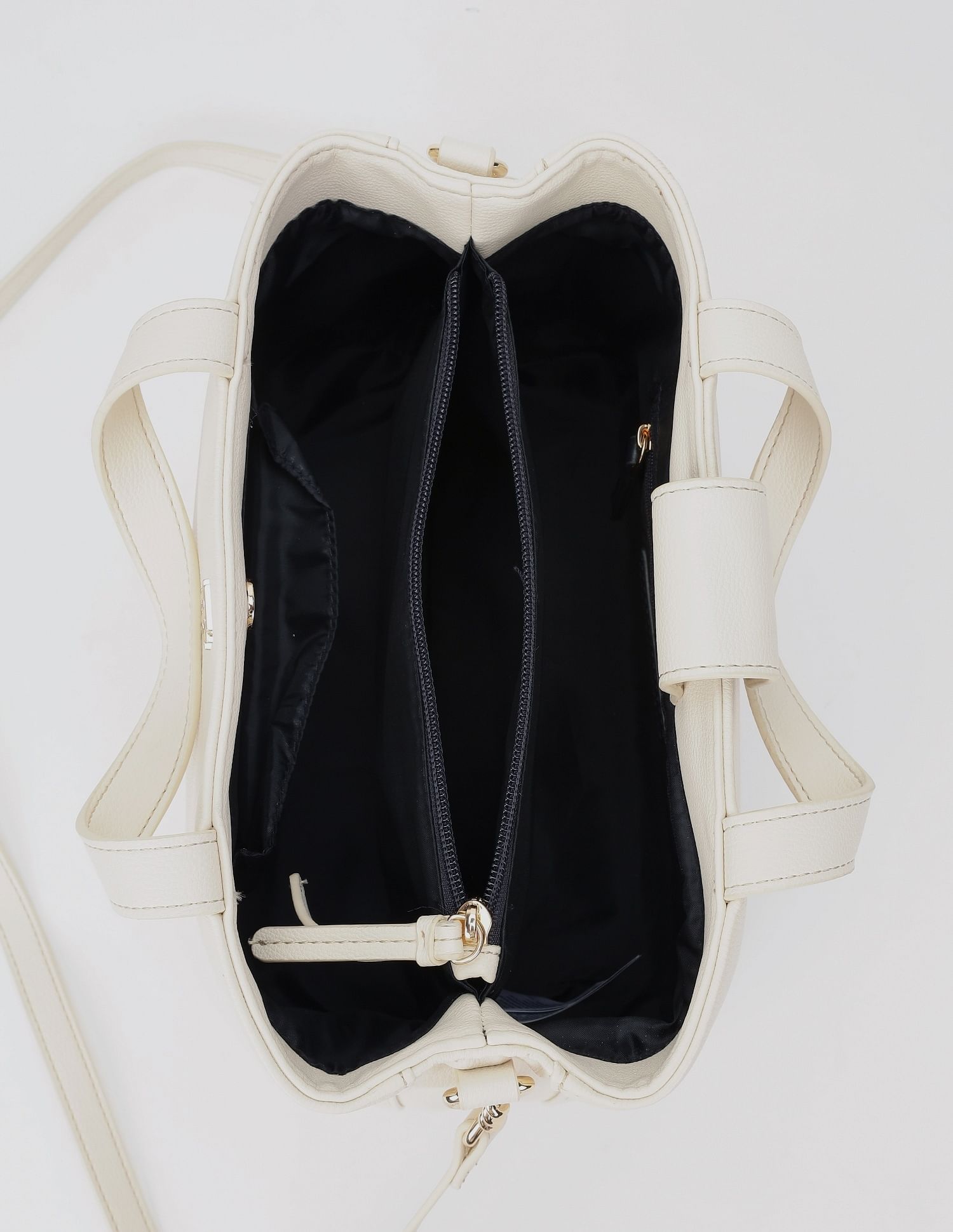 Tommy Hilfiger Solid Beige Cotton Handbags