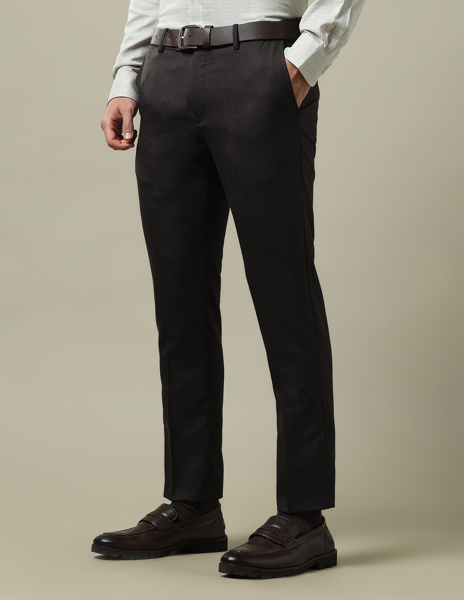 Arrow Mid Rise Solid Trousers