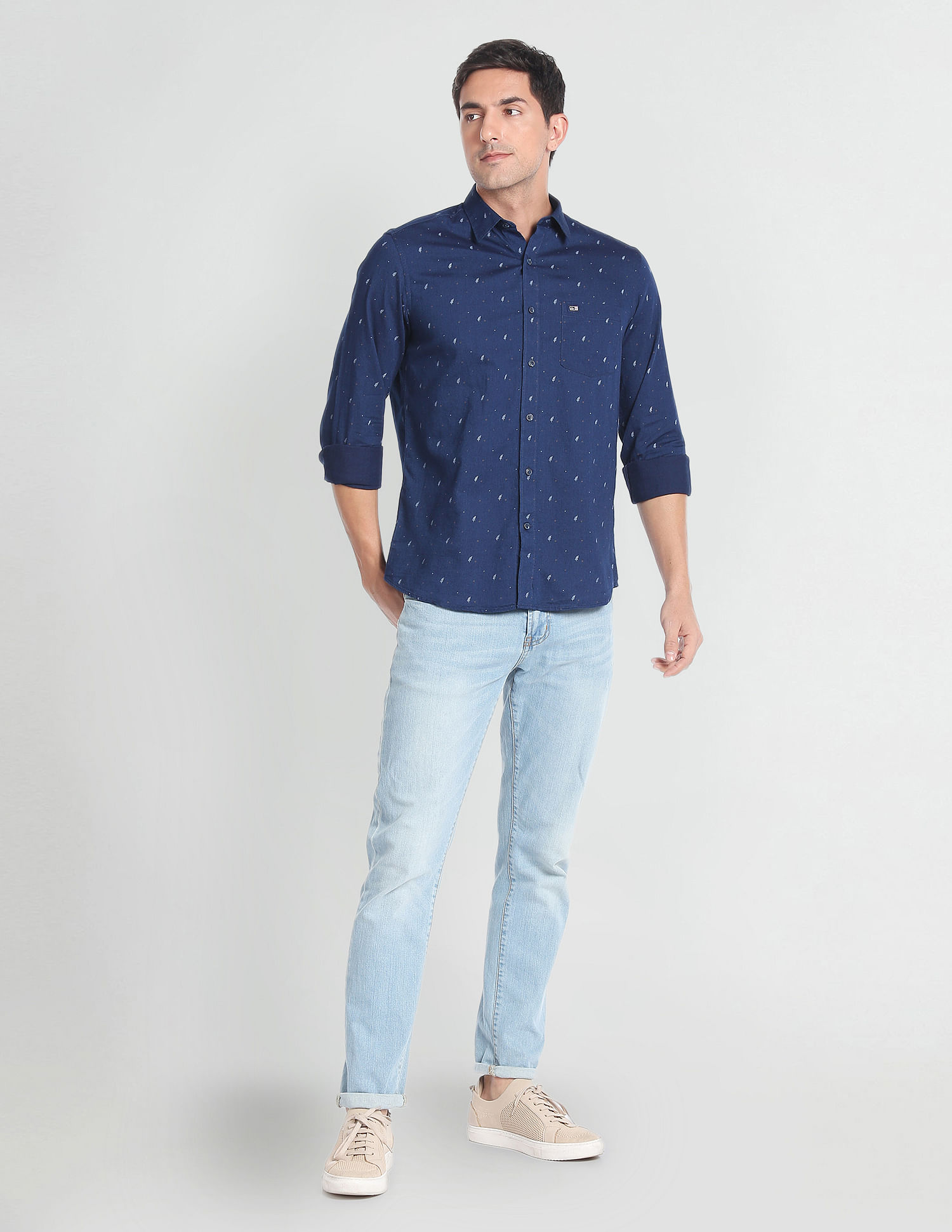 Arrow Sports Pure Cotton Floral Print Casual Shirt