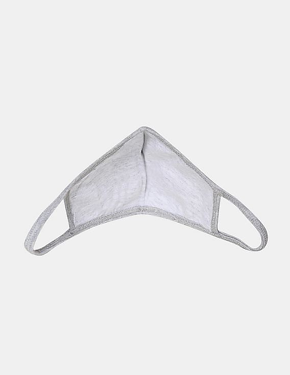 U.S. Polo Assn. Unisex Adults Grey Triple Layer Washable Anti Bacterial Striped Face Masks - Pack Of 3