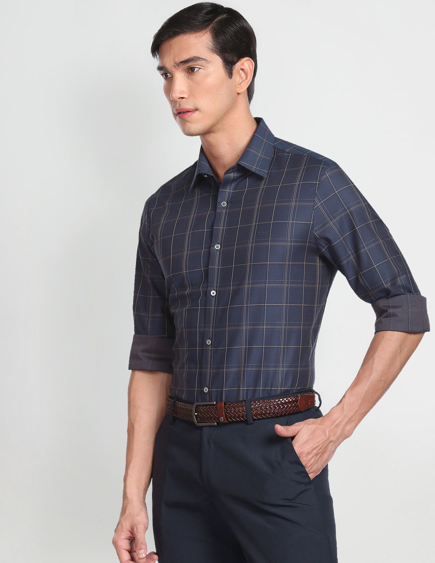 Arrow Cutaway Collar Tartan Checked Shirt