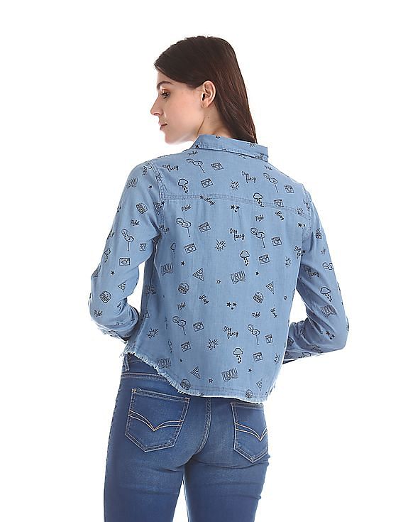 BDG Women's polka dot Denim button up Shirt size XS | eBay