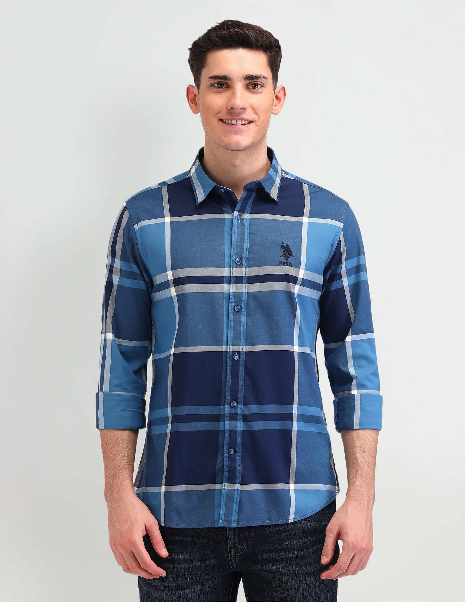 U.S. Polo Assn. Denim Co. Grid Tattersall Checked Slim Fit Shirt