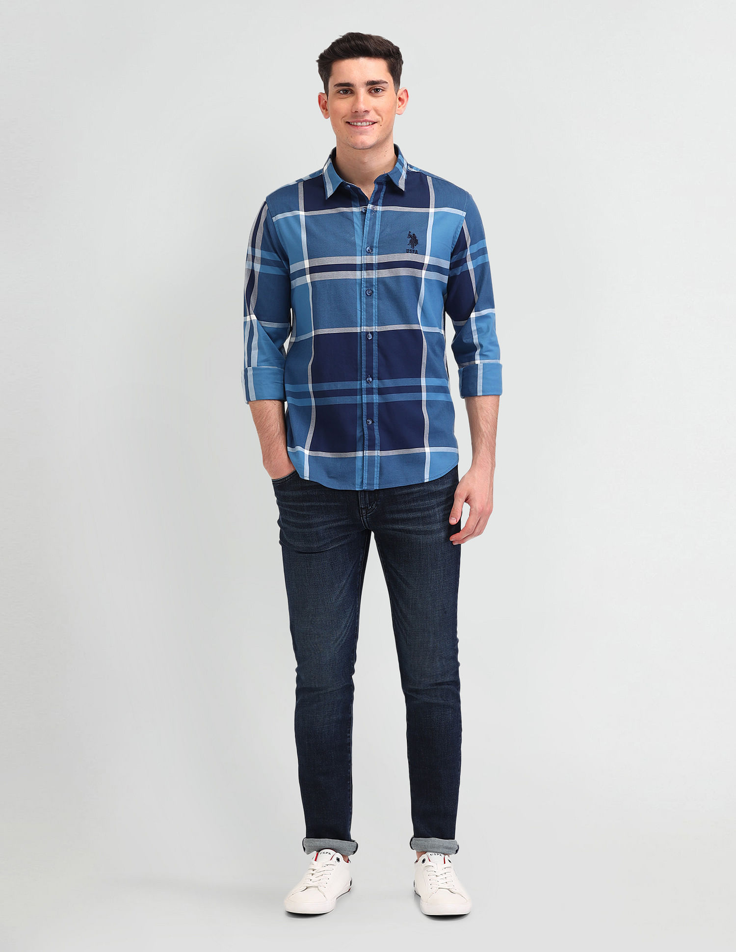 U.S. Polo Assn. Denim Co. Grid Tattersall Checked Slim Fit Shirt