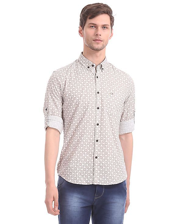 U.S. Polo Assn. Denim Co. Button Down Collar Geometric Print Shirt
