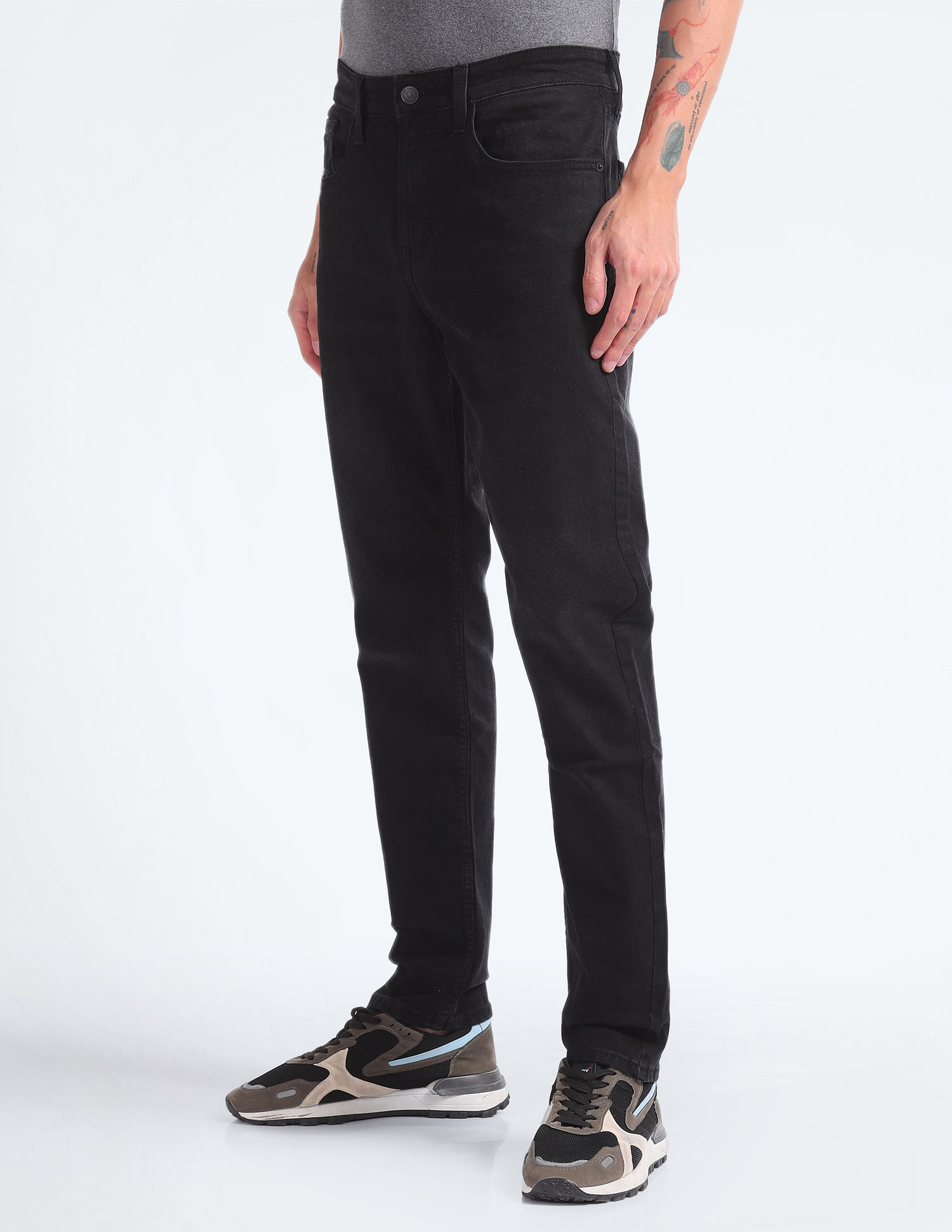 Flying Machine Slash Slim Tapered Rinsed Jeans