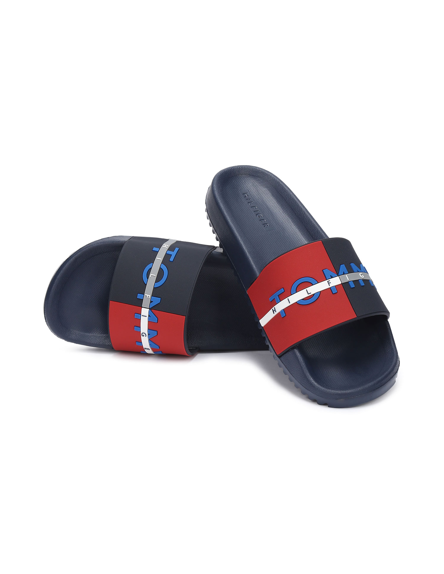 Buy Tommy Hilfiger Men Navy Open Toe Cushioned Rafael Slides