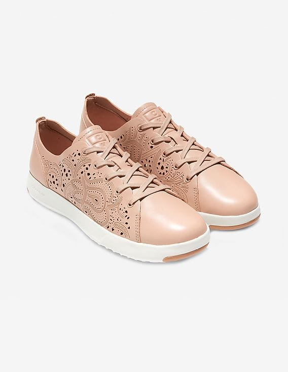 Buy Cole Haan Pink GrandPrø Tennis Laser Cut Leather Sneakers