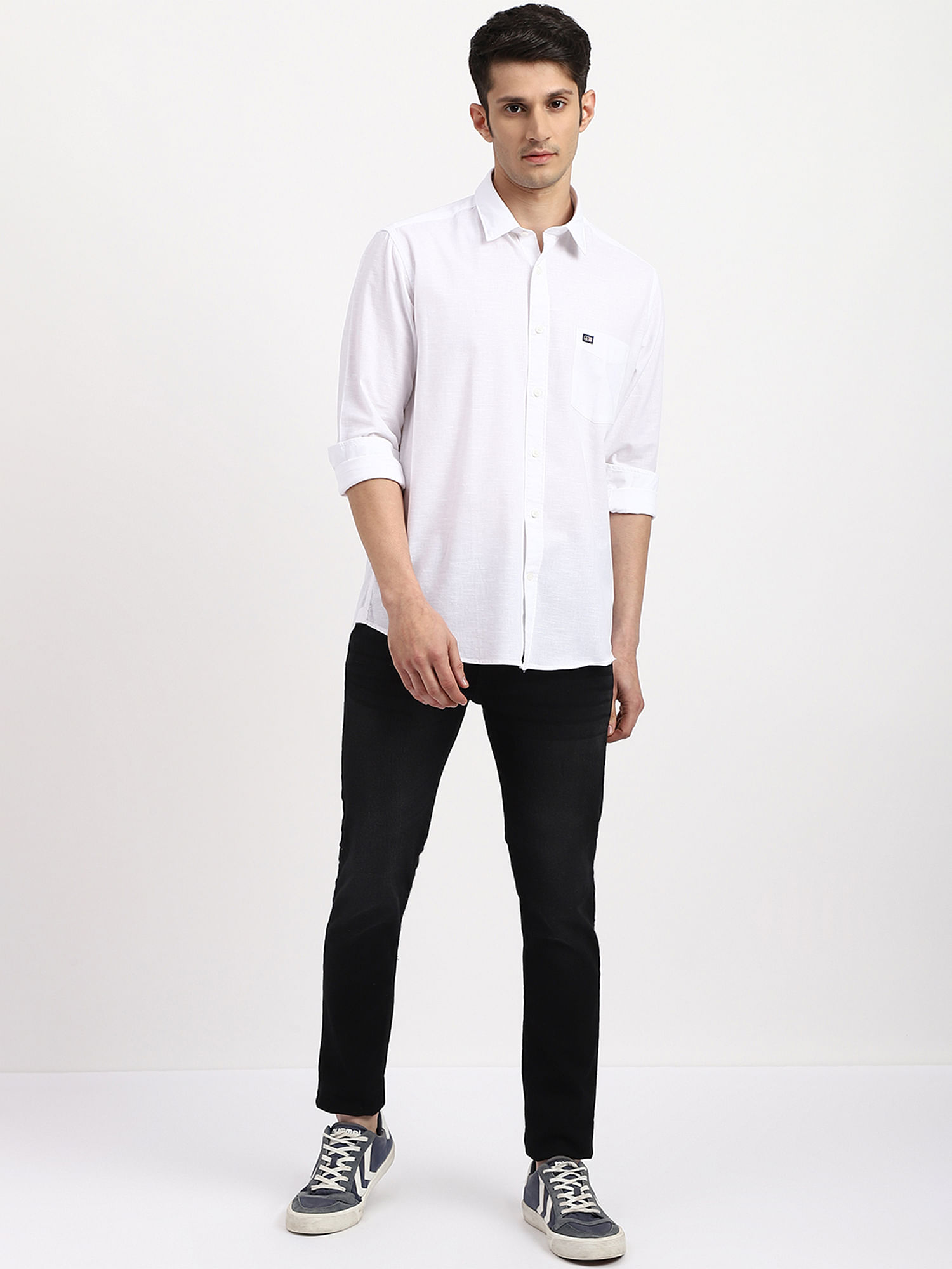 LOUIS PHILIPPE Men Solid Casual White Shirt