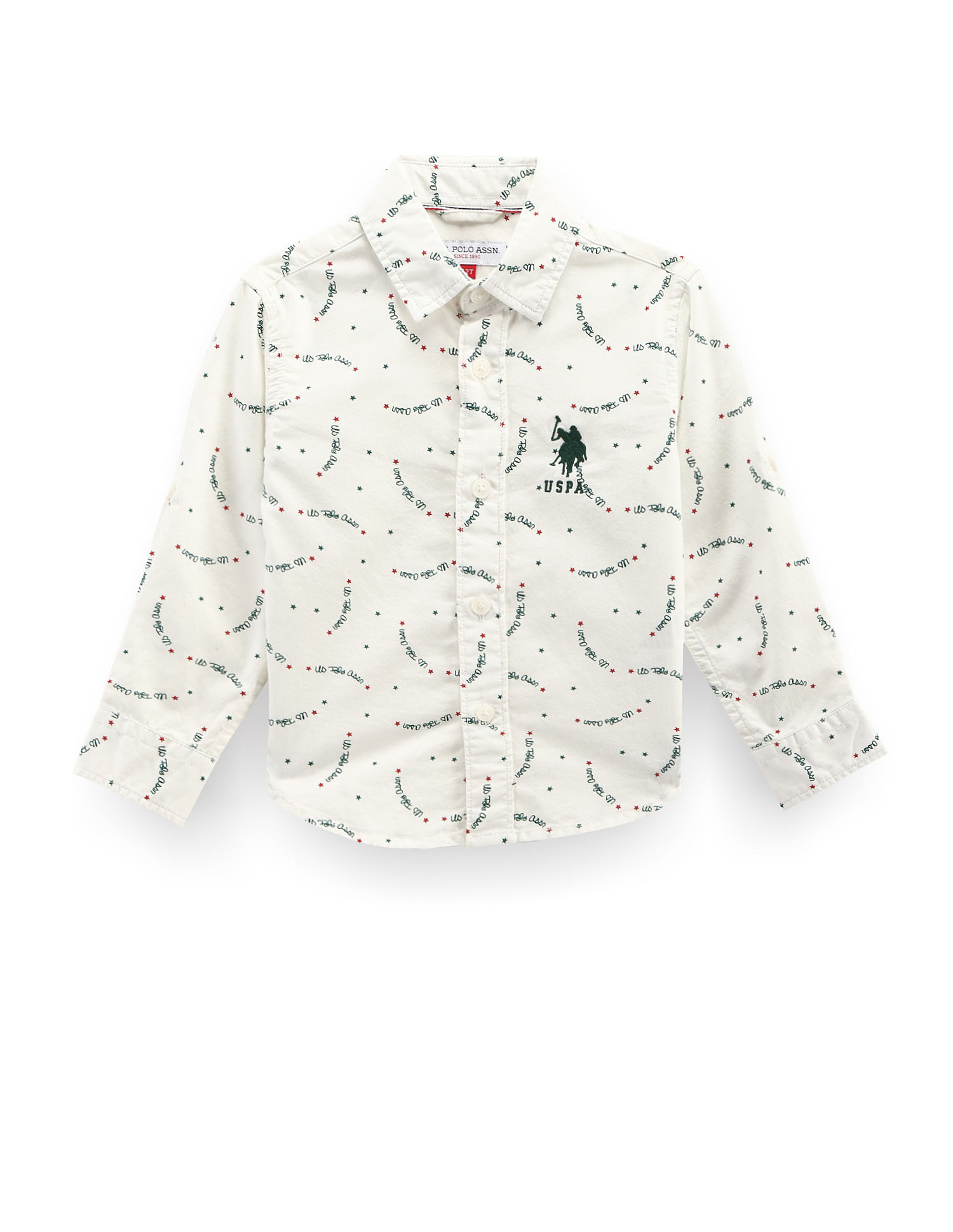 U.S. Polo Assn. Kids Boys Brand Print Cotton Shirt
