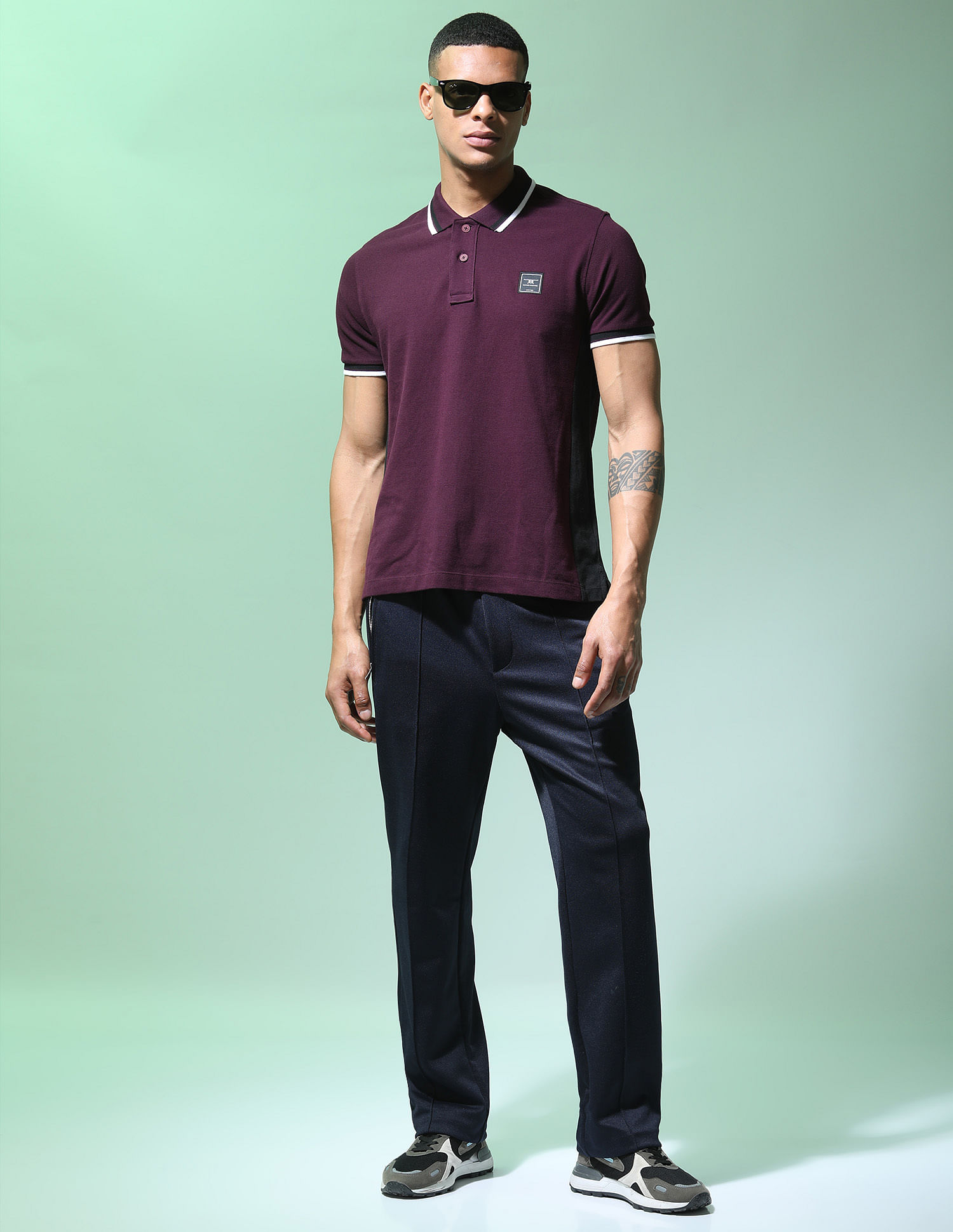 Flying Machine Colour Block Cotton Polo Shirt
