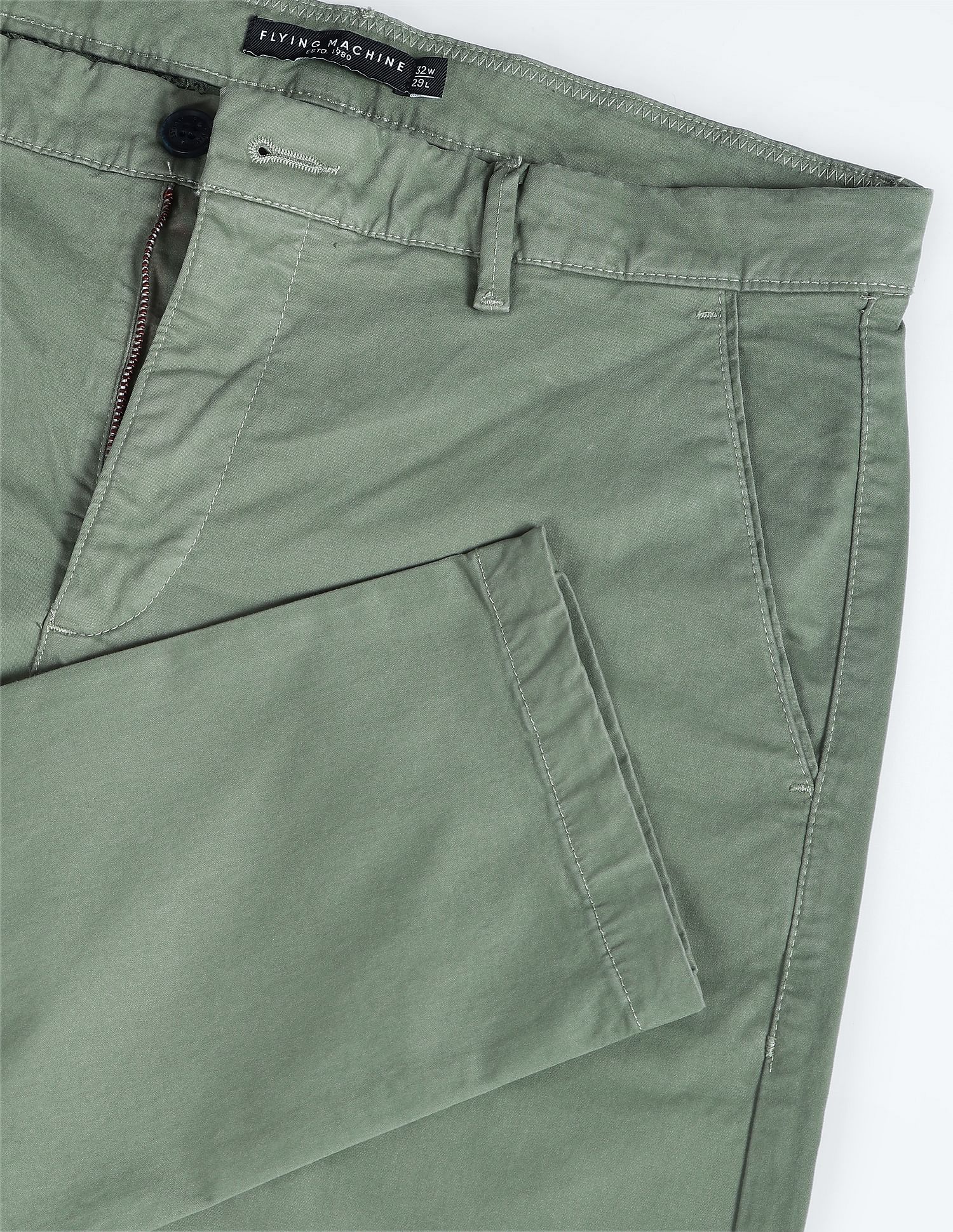 Flying Machine Mid Rise Solid Cargo Utility Trousers
