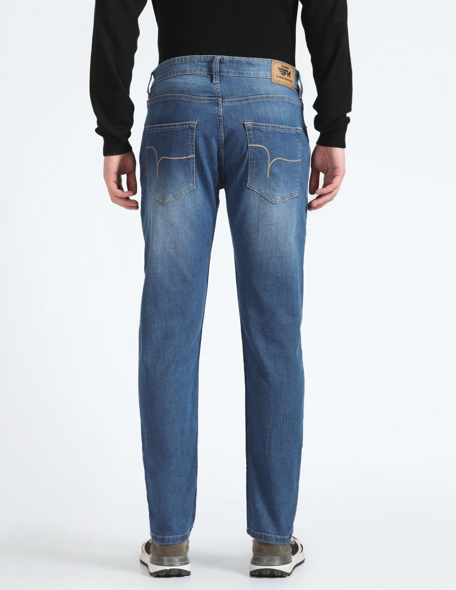 Flying Machine Stone Wash Slash Slim Tapered Fit Jeans