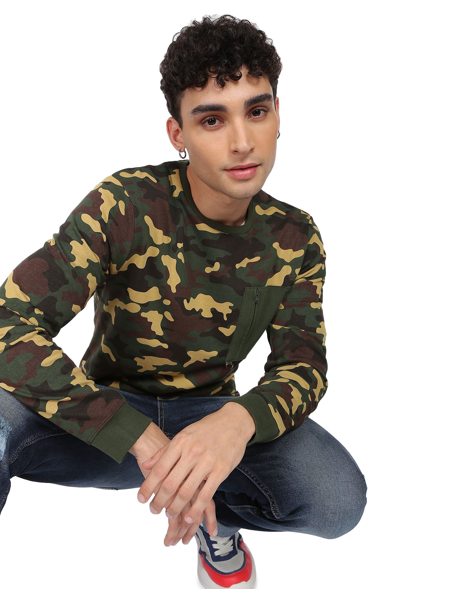 Army print sweatshirt hotsell