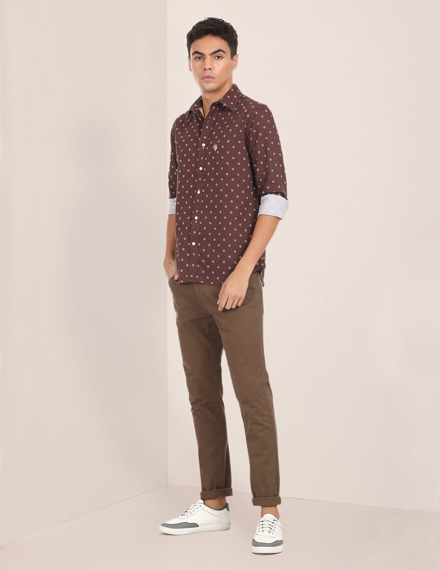 U.S. Polo Assn. Spread Collar Printed Casual Shirt