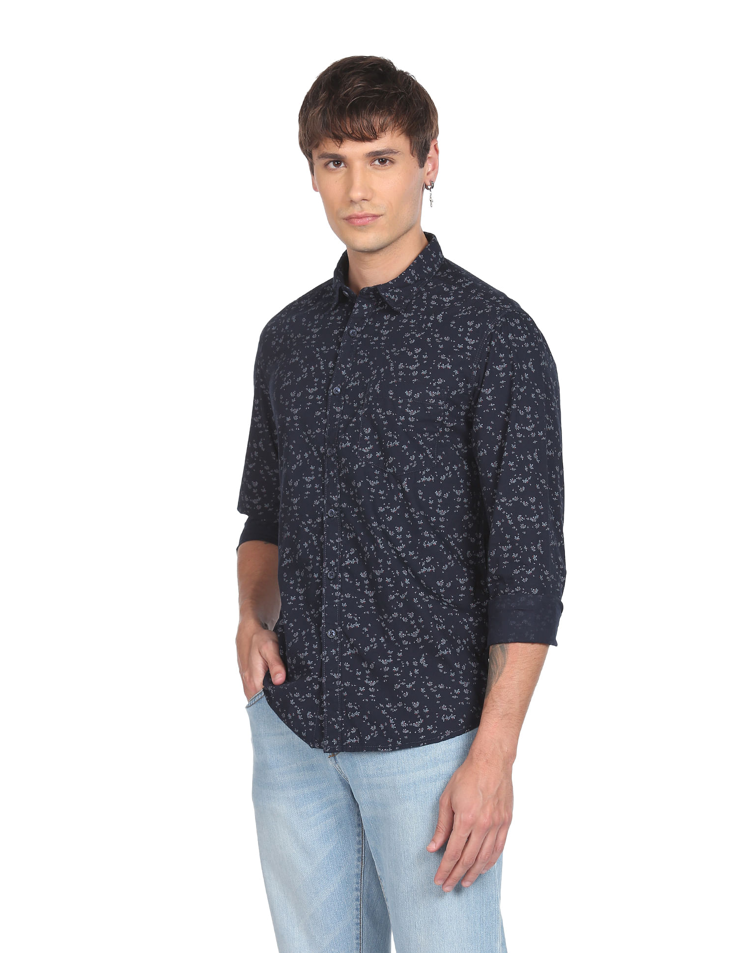 Flying Machine Floral Print Pure Cotton Shirt