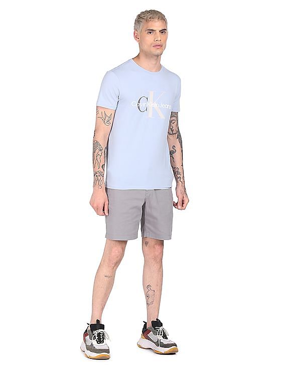 Buy Calvin Klein Men Blue Crew Neck Brand Print T-Shirt - NNNOW.com