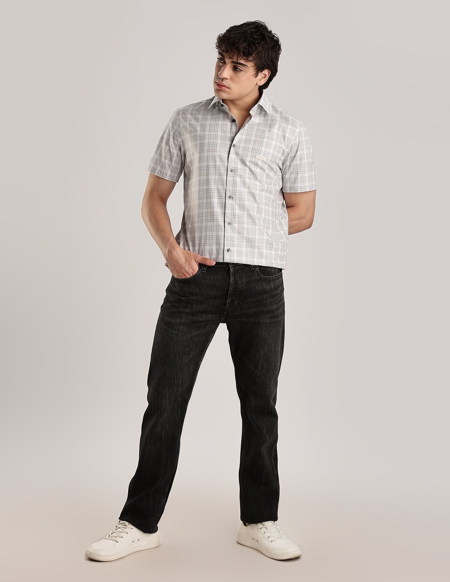 Calvin Klein Checks Slim-Fit Twill Woven Shirt