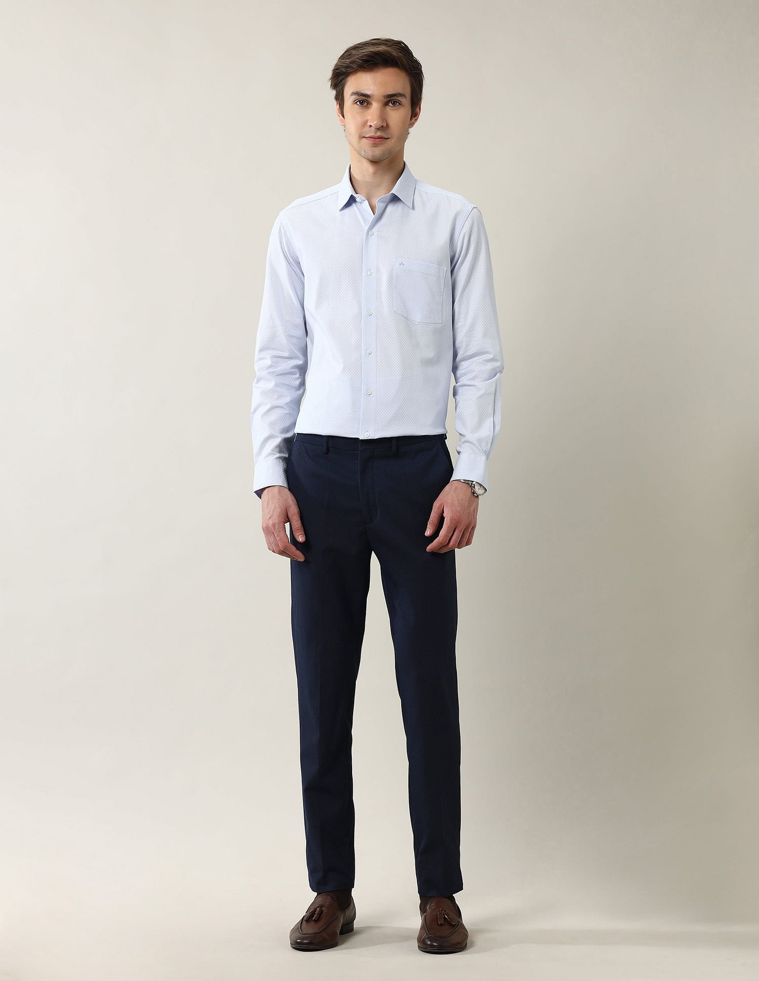 Arrow Textured Manhattan Slim Fit Ceremonial Shirt