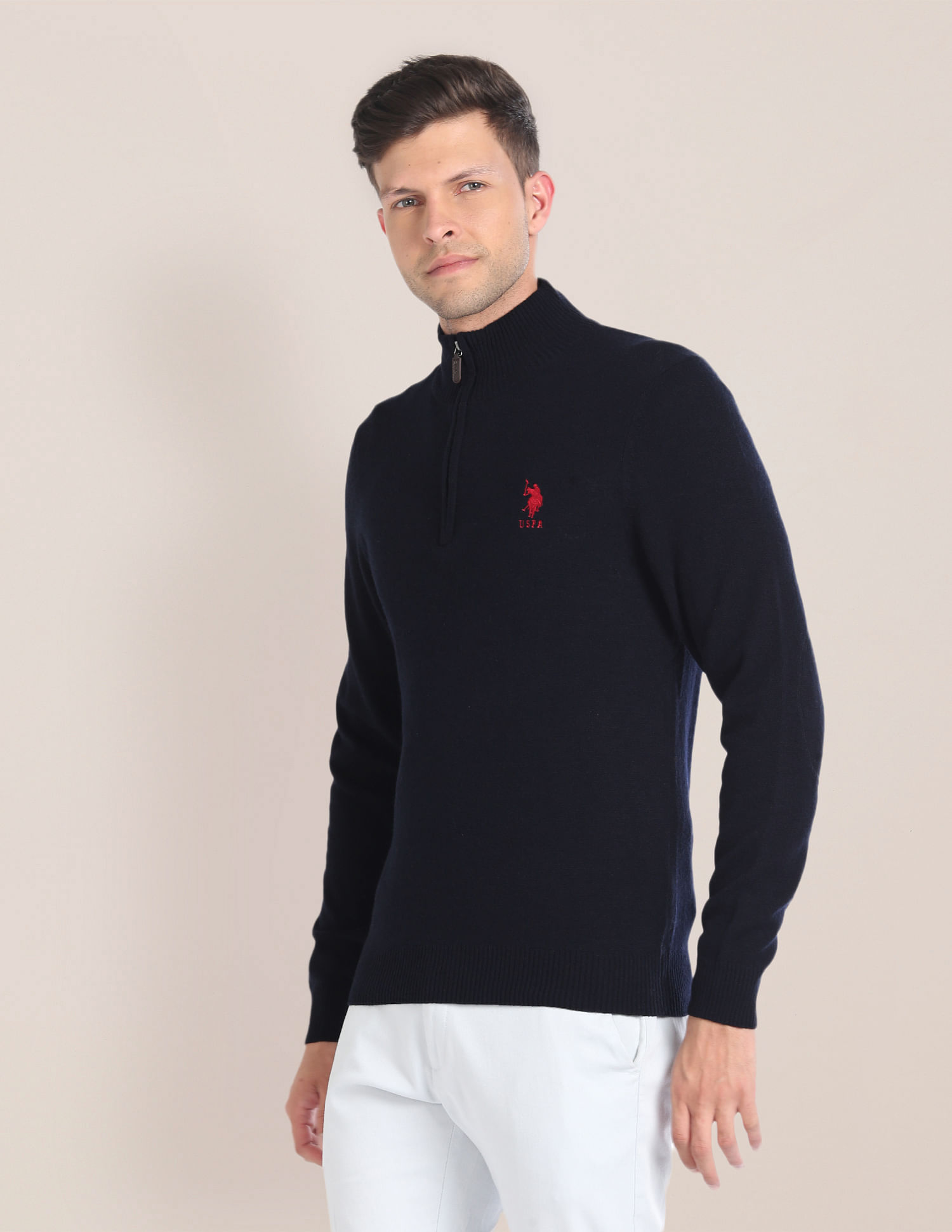 Buy U.S. Polo Assn. High Neck Solid Sweater NNNOW