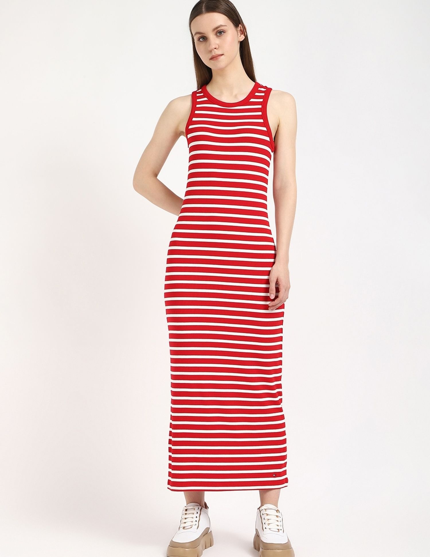 Tommy Hilfiger Cotton Crew Neck Midi Dress