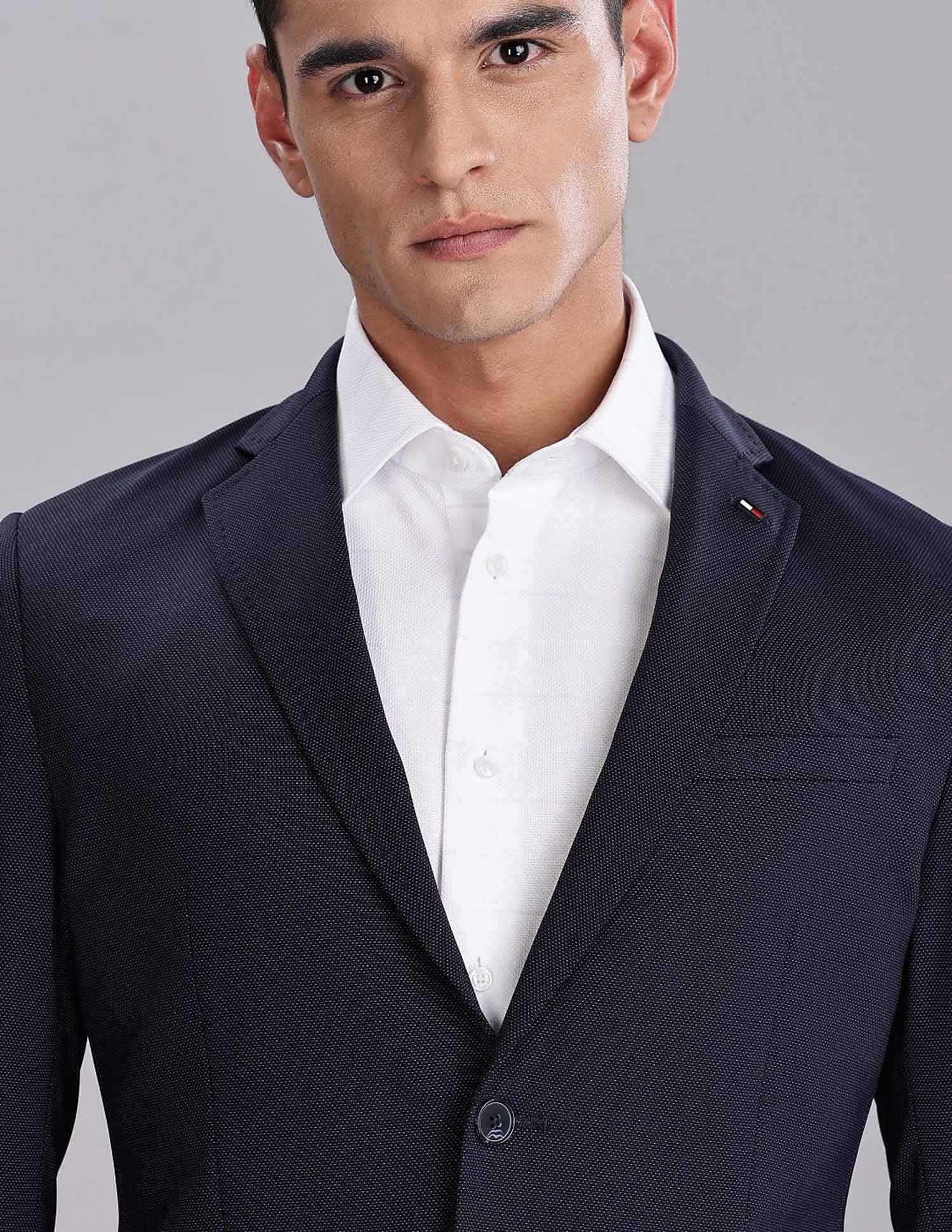 Tommy Hilfiger Self-Design Regular-Fit Nylon Single Breasted Blazer