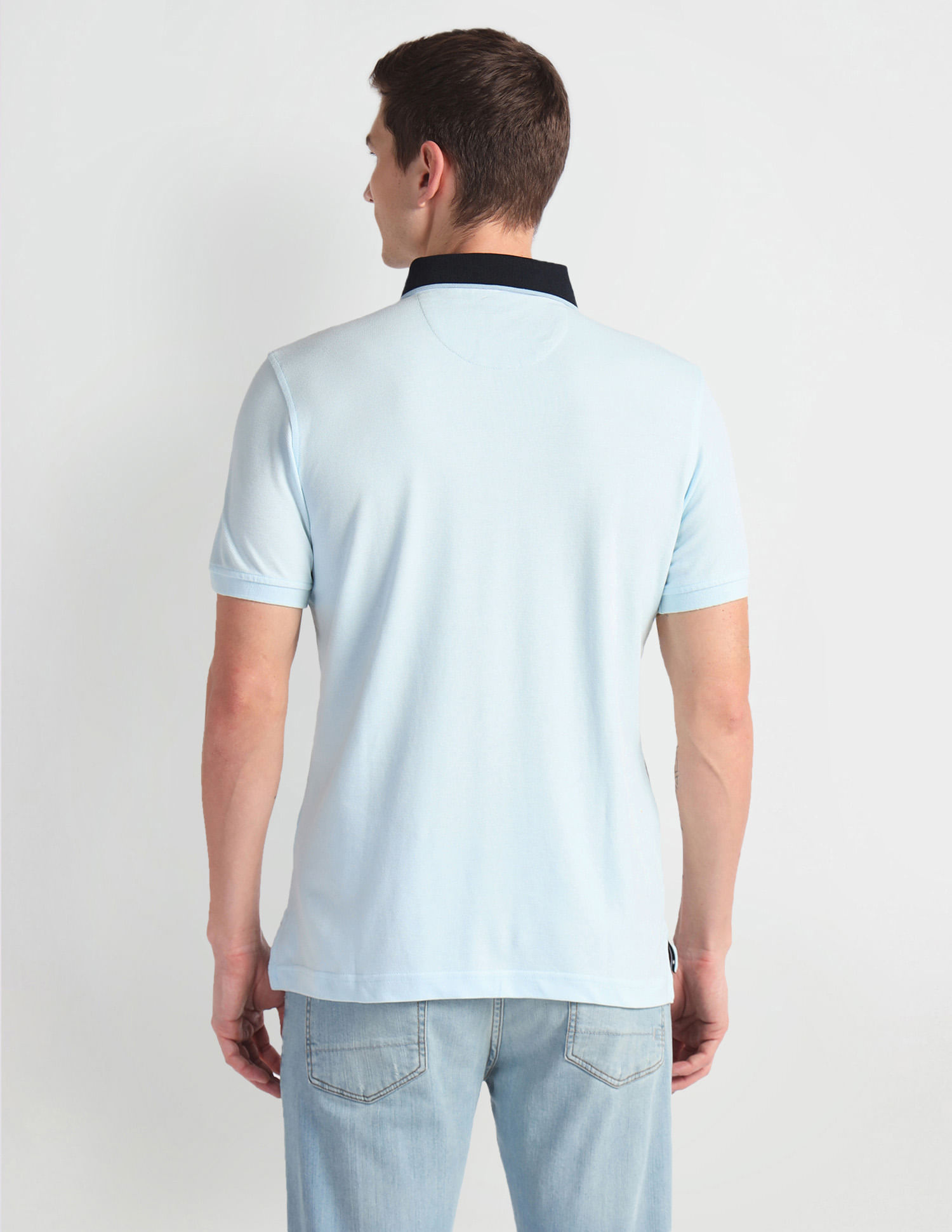 Arrow Sports Colour Block Contrast Collar Polo Shirt