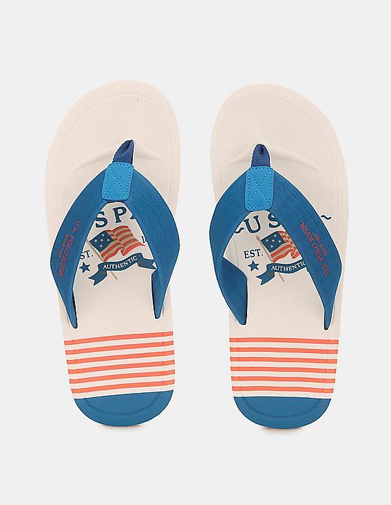 U.S. Polo Assn. Men V-Strap Striped Leon Flip Flops