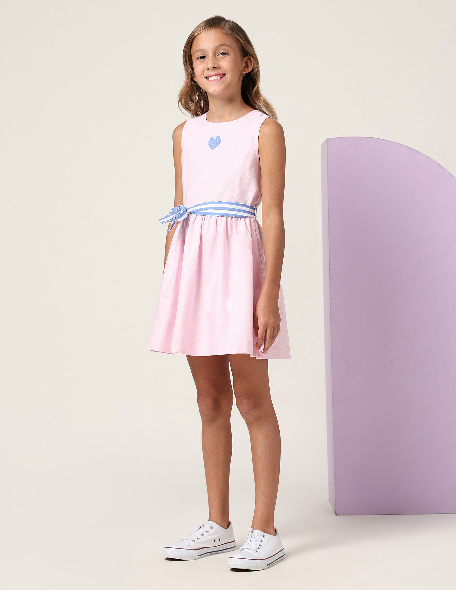 U.S. Polo Assn. Kids Girls Belted Fit And Flare Dress