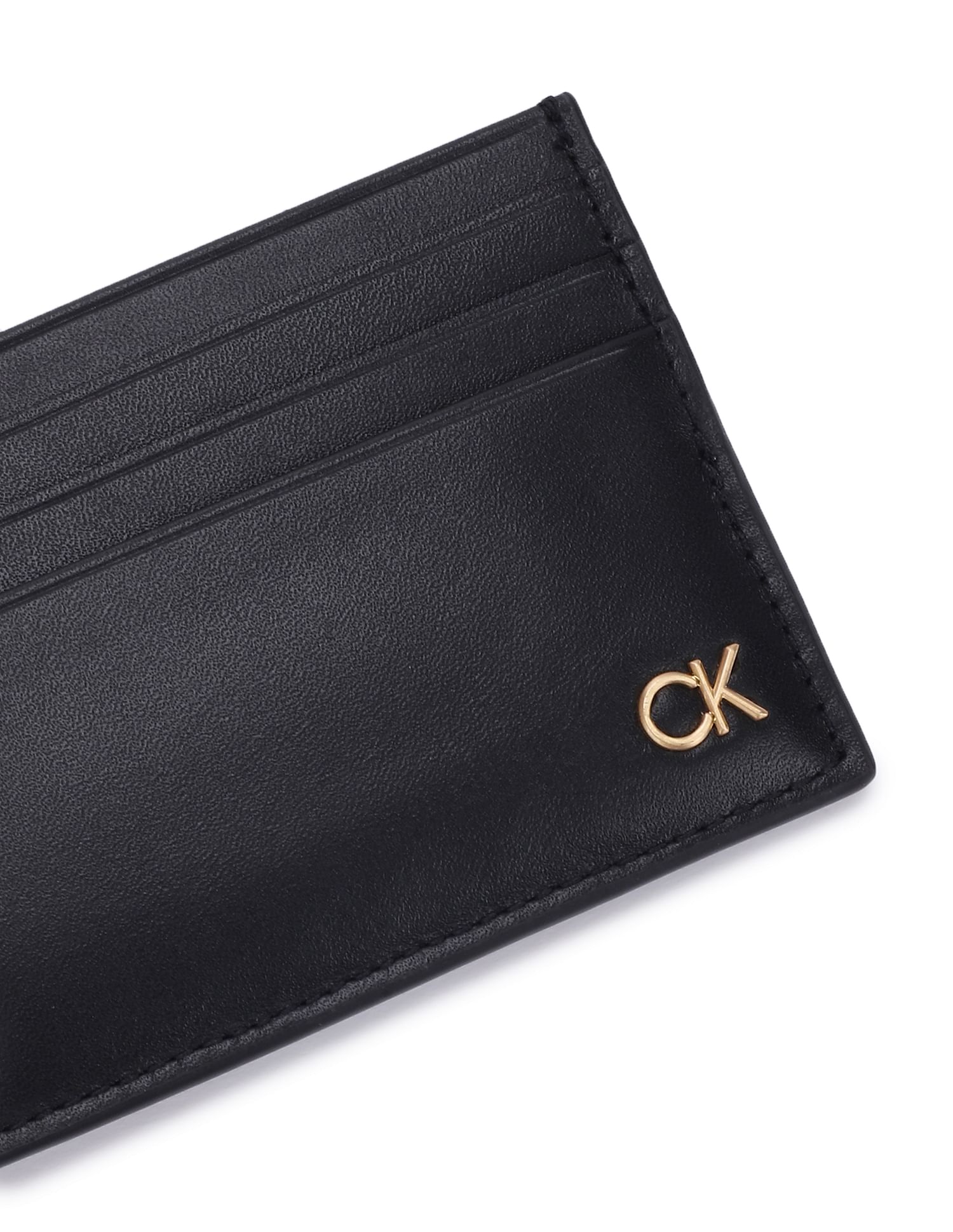 Buy Calvin Klein Men Black Solid Belt Clip Leather Card Holder NNNOW