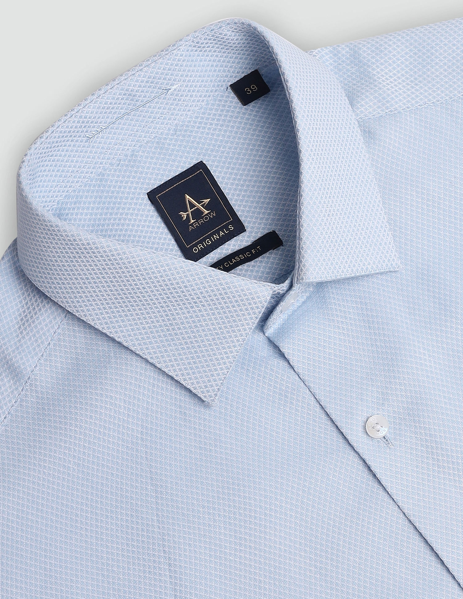 Arrow Patterned Dobby Cotton Shirt