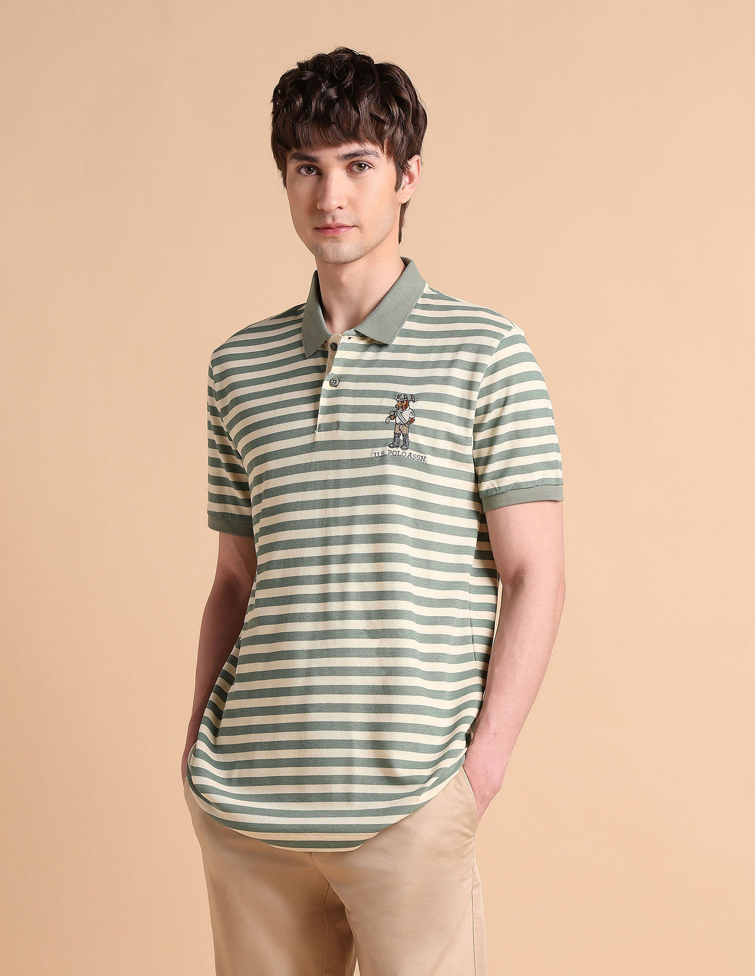 U.S. Polo Assn. Horizontal Striped Slim Fit Polo Shirt