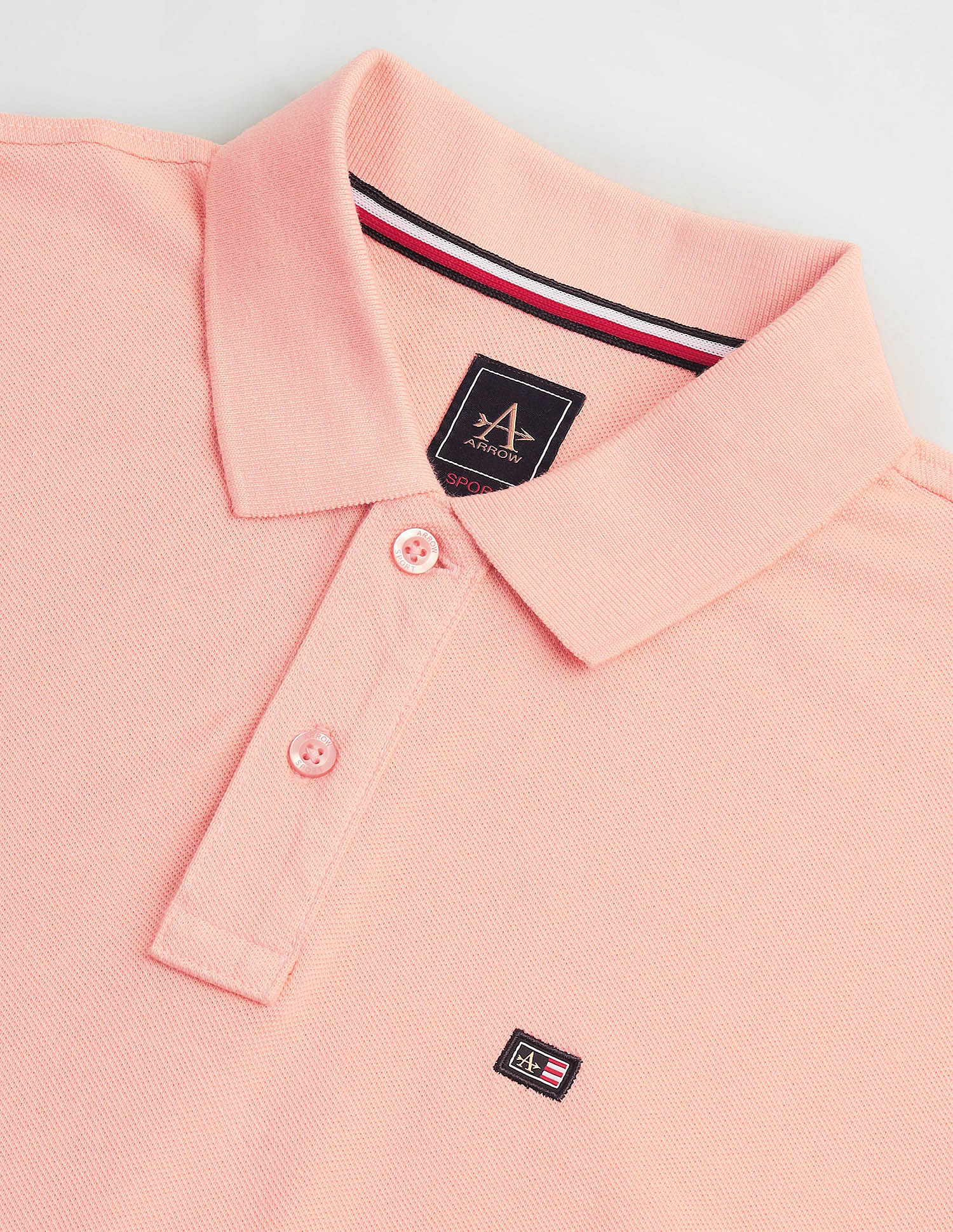 Arrow Sports Striped Sleeve Solid Polo Shirt
