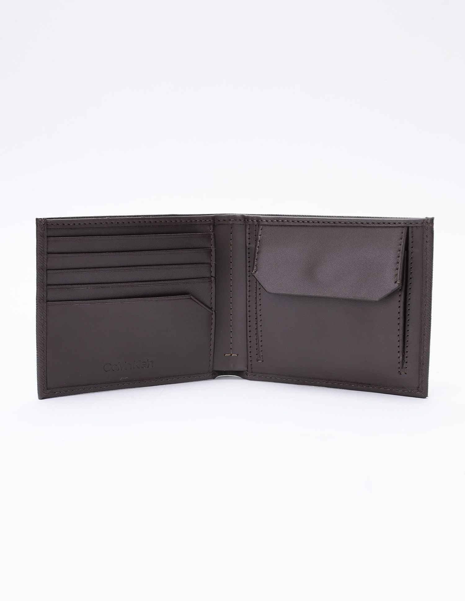 Calvin Klein Logo Brown Leather Bi-Fold Wallet