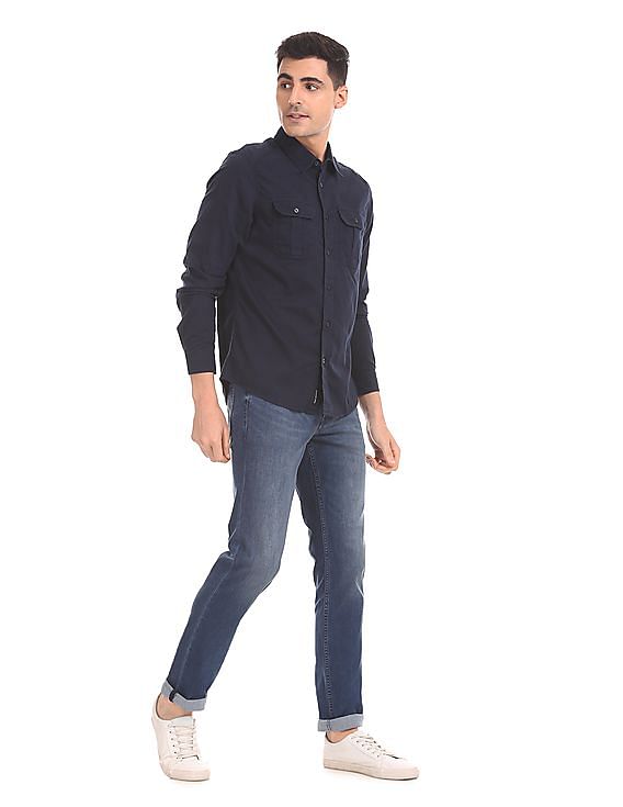 Calvin Klein Men Dark Blue Slim Fit Stone Wash 37.5 Jeans