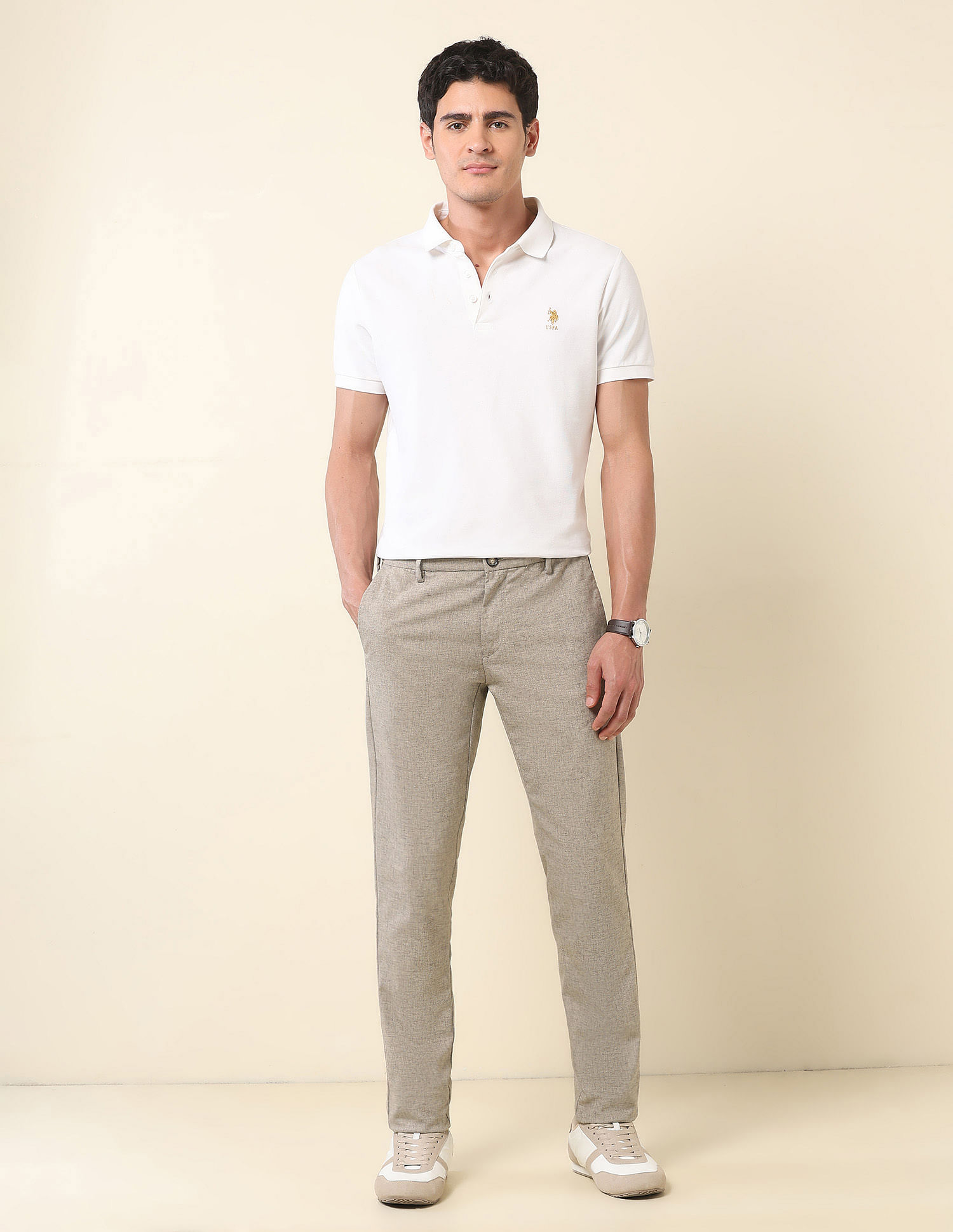 U.S. Polo Assn. Austin Slim Fit Textured Trousers