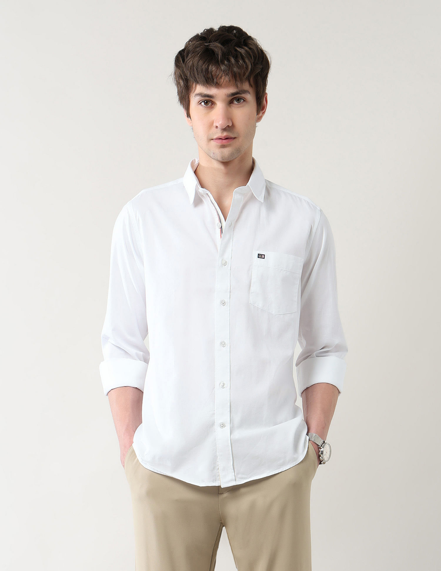 Arrow Sport Solid Pure Cotton Tailored Fit Shirt
