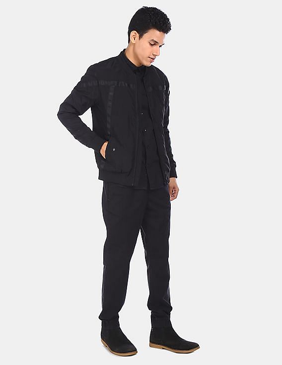 Flying Machine Tonal Tape Solid Bomber Jacket