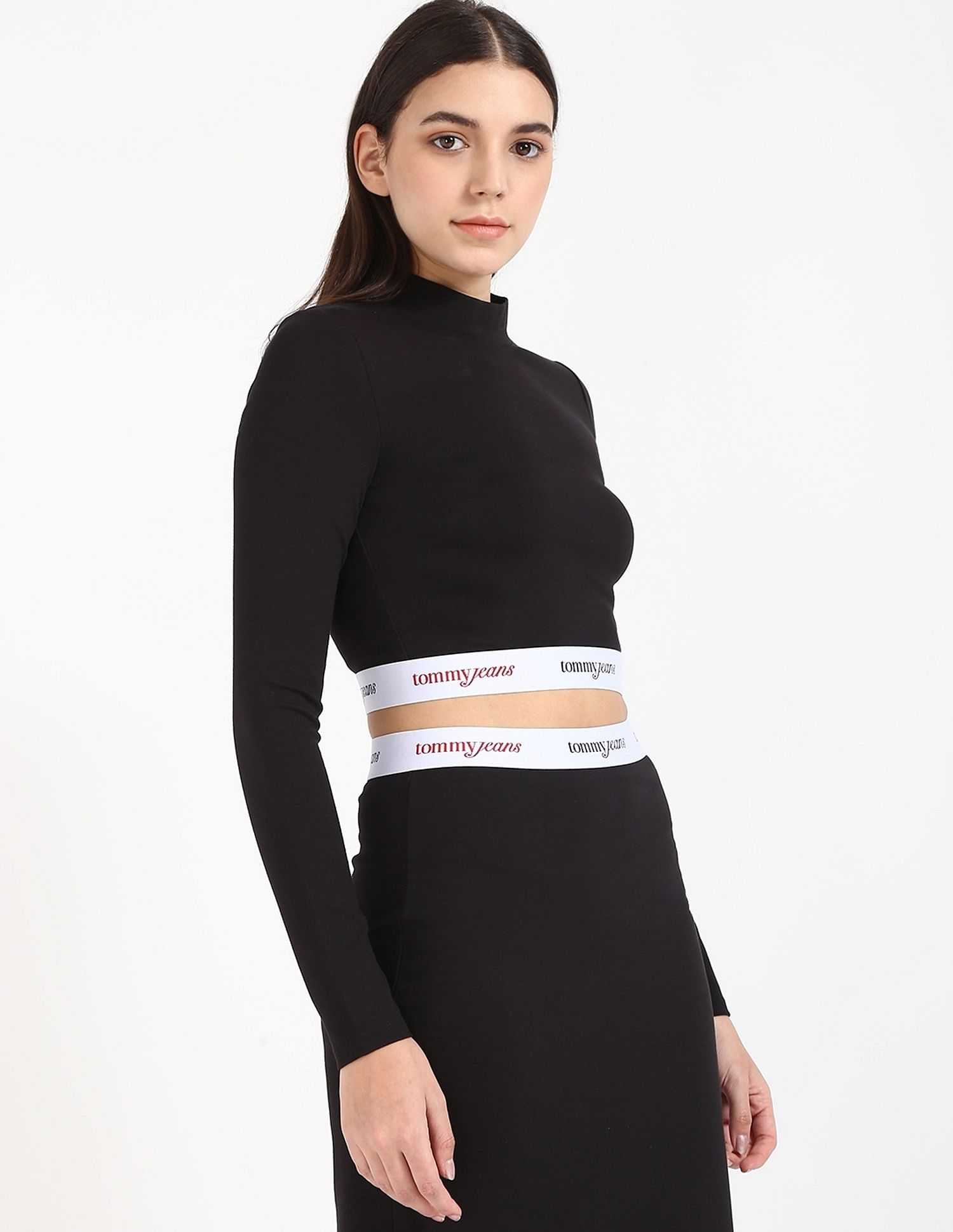 Tommy Hilfiger Regular-Fit Viscose Mock Neck Crop Top