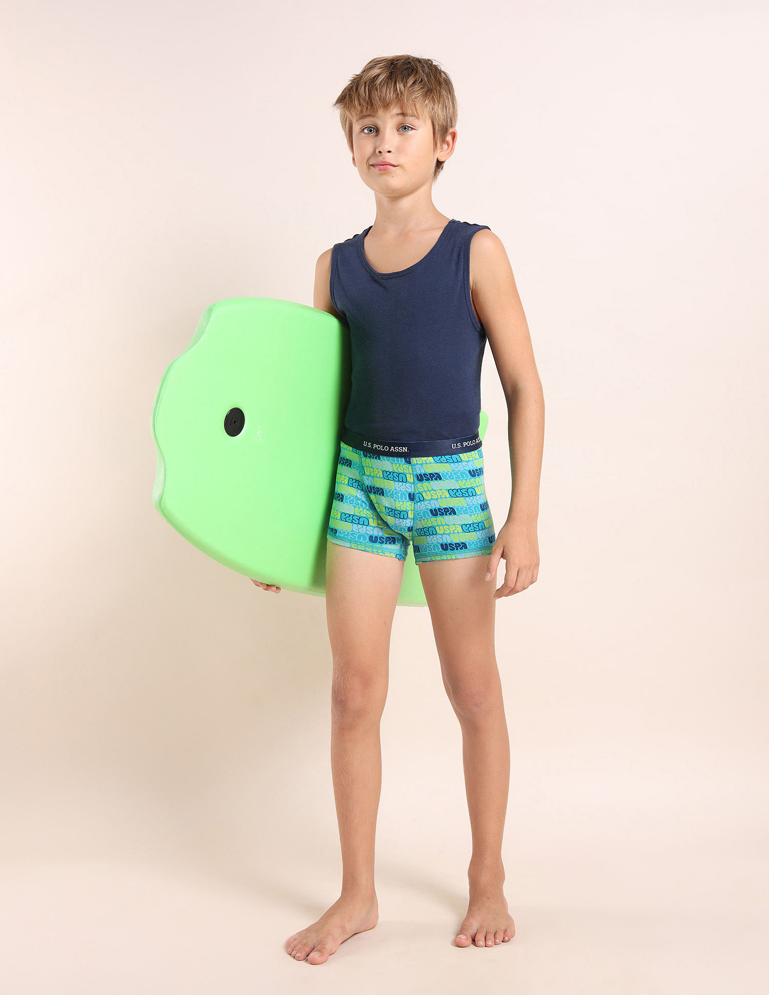 USPA Innerwear Boys Mid Rise Cotton Spandex Trunks - Pack Of 5