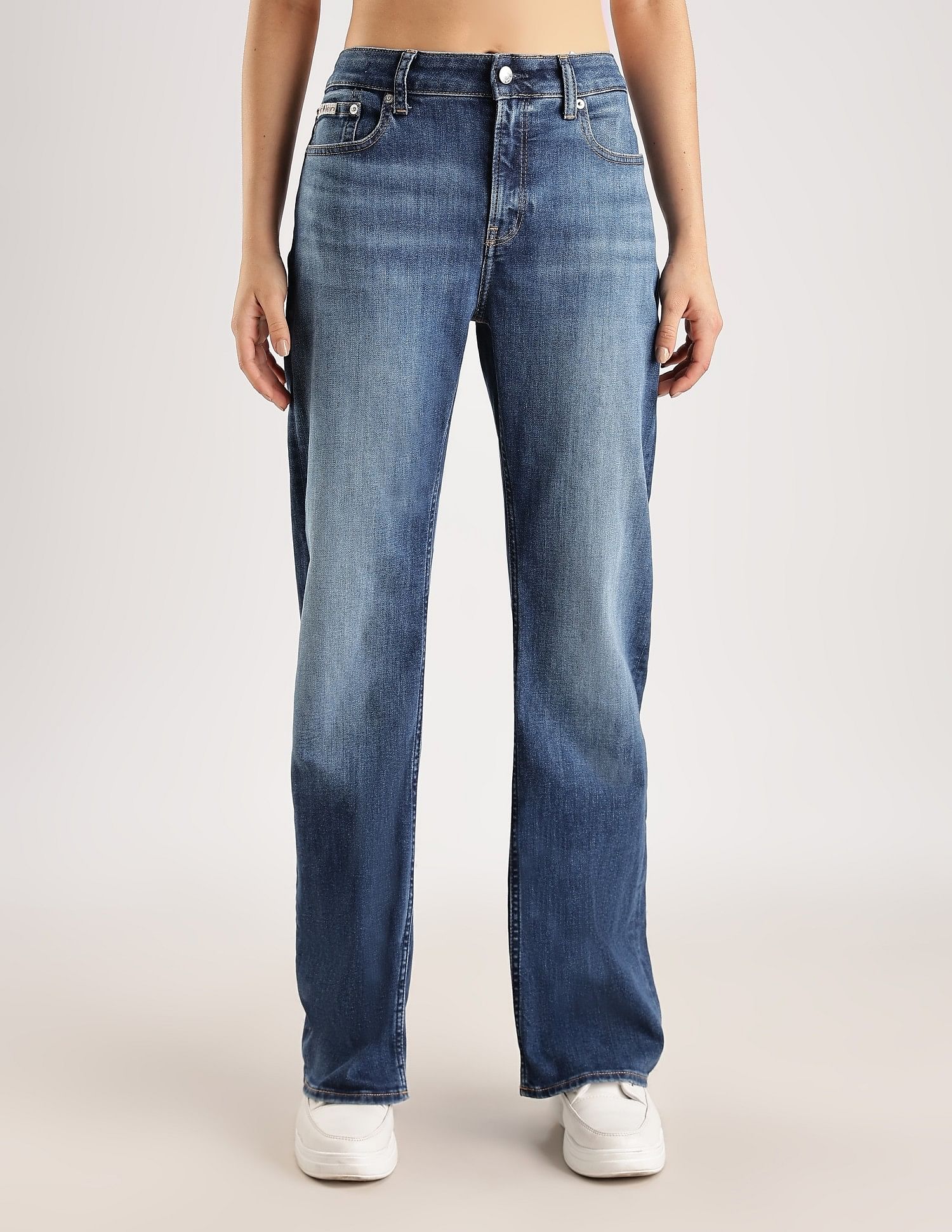 Calvin Klein Mid-Wash Relaxed-Fit High Rise Jeans