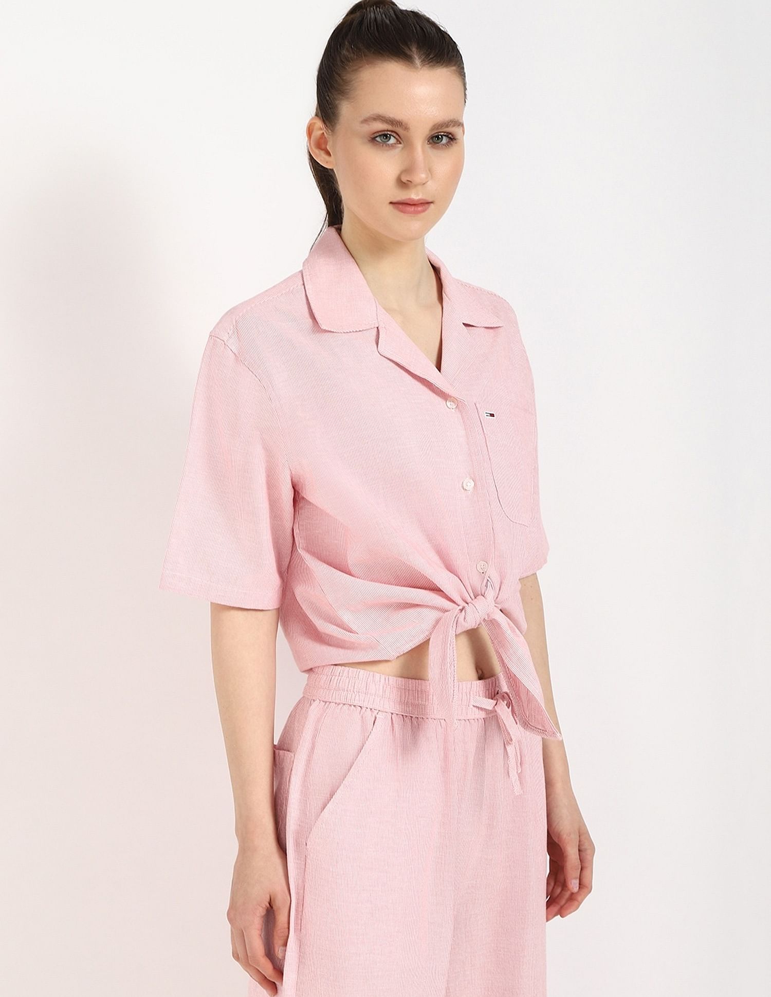 Tommy Hilfiger Solid Cropped Shirt