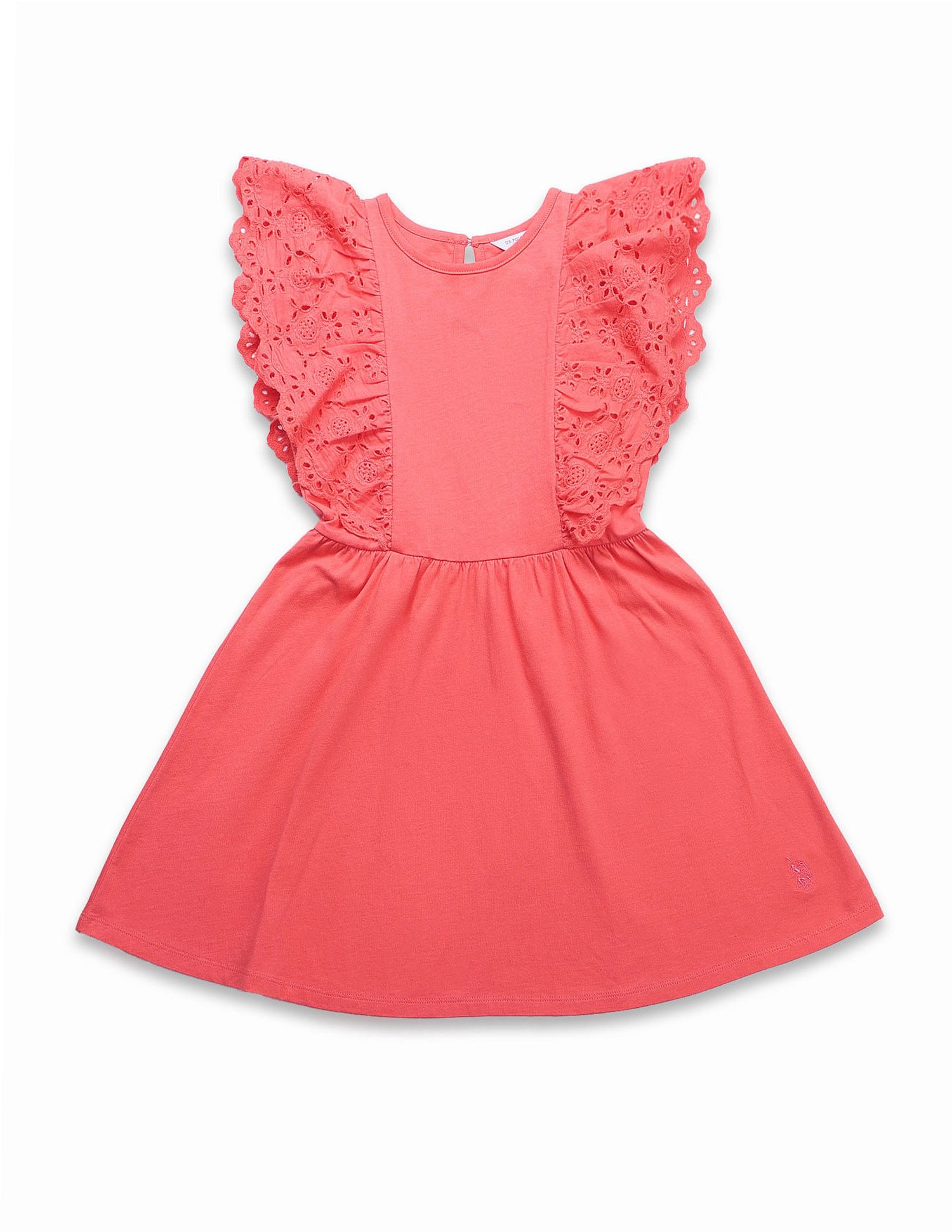 U.S. Polo Assn. Kids Girls Schiffli Fit And Flare Dress