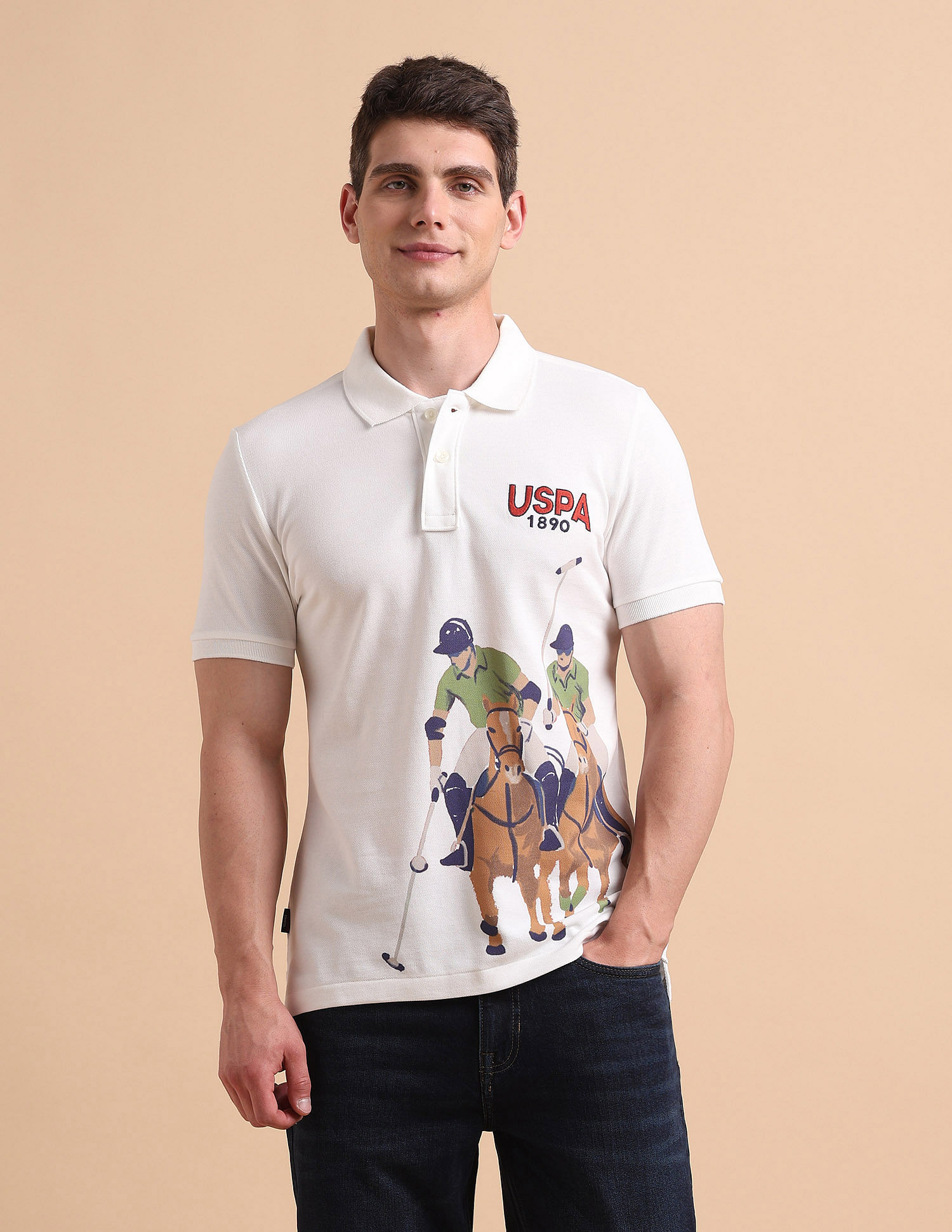 U.S. Polo Assn. Denim Co. Brand Printed Pure Cotton Polo Shirt