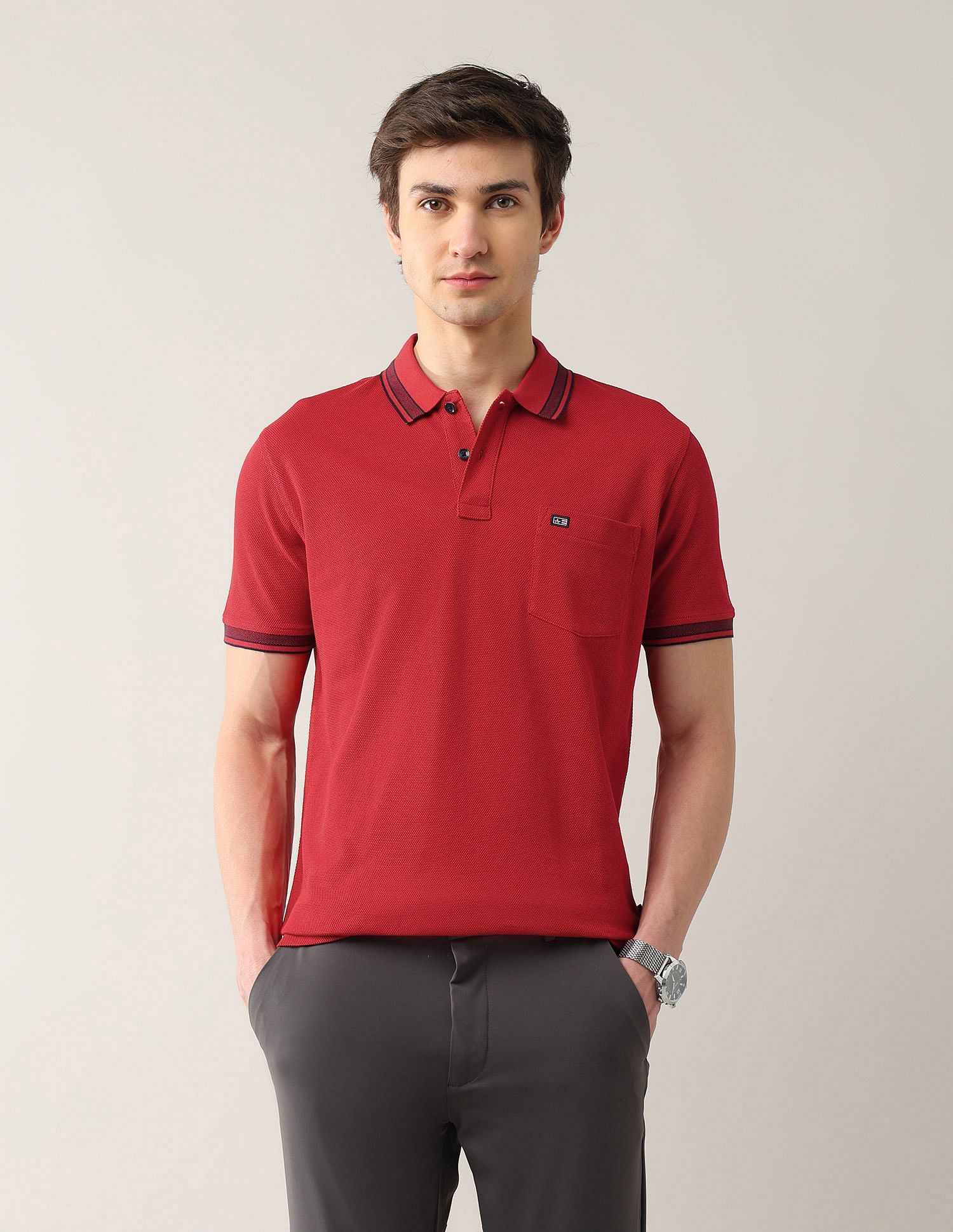 Arrow Sport Solid Pure Cotton 4 In 1 Rugby Polo Shirt