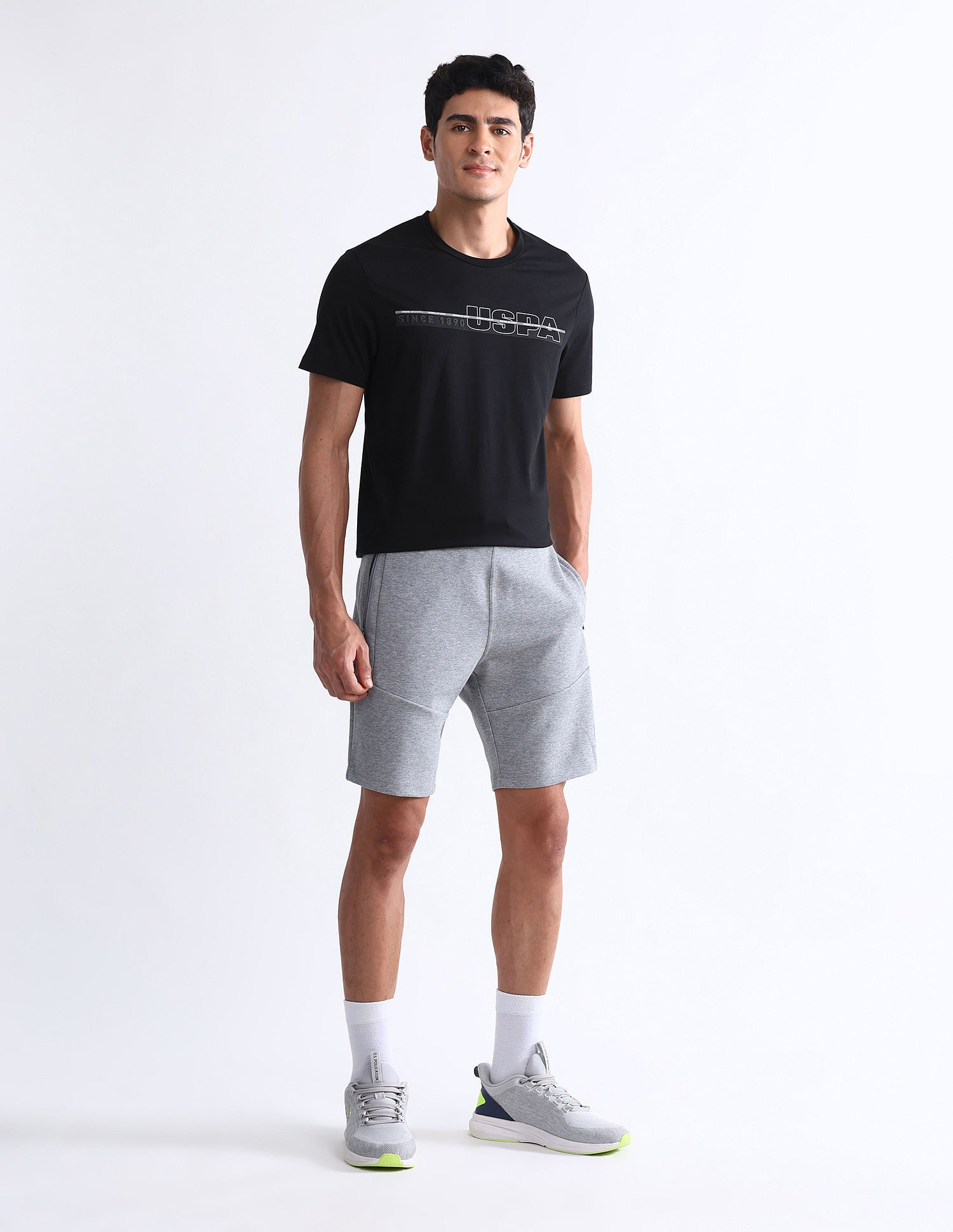 USPA Active Brand Printed Slim Fit Active T-Shirt